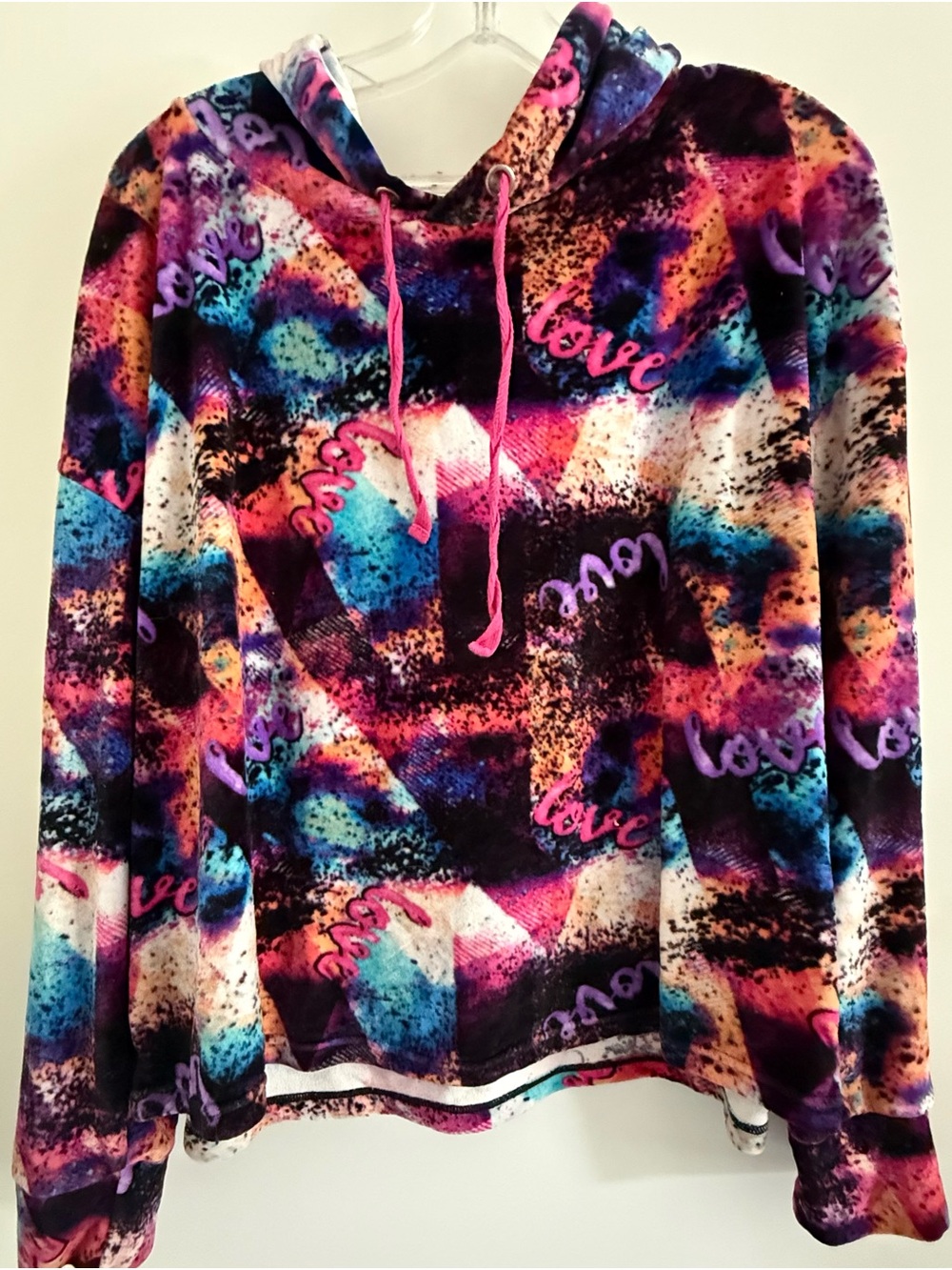 eye candy Multicolor 'Love' Plush Hoodie Sweatshirt